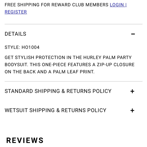 Hurley Palm Party bodysuit NWOT size Small - Picture 3 of 10